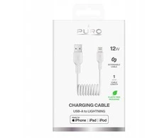 Puro 12W USB-A – Lightning Spiral kabelis 1m – baltos spalvos