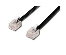 4 laidų telefono laidas, RJ11 M - RJ11 M, 3 m, juoda, ADSL modemo taupymui