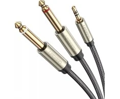 UGREEN AV126 3.5mm - 2x TRS 6.35mm laidas 1m pilkas