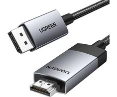 Ugreen DP119 15773 DisplayPort / HDMI 4K 60Hz cable 1m - pilkos spalvos