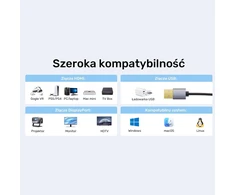 Unitek Kabelis HDMI do DisplayPort 4K su zasilaniem USB-A | 4K@60Hz | HDR | 1,8 m
