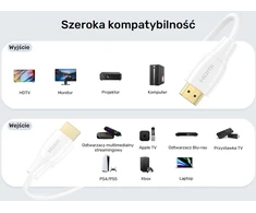 UNITEK HDMI 2.1 8K HDR kabelis, Baltas, 0,5m