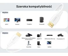 UNITEK HDMI kabelis 2.1 8K HDR Baltas 1,5M