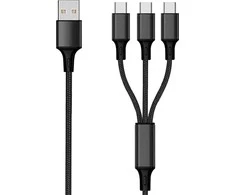 2GO 3 viename USB Ladekabel kabelis – juodas – 150 cm, skirtas USB Type-C