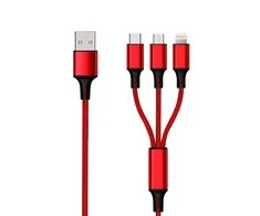 USB kabelis 2GO USB-A - USB-C + microUSB + Žaibas 1,5 m Raudona (797150)