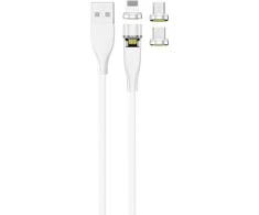 USB kabelis 2GO USB-A - USB-C + microB + Žaibas Baltas (797317)