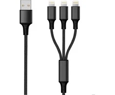 2GO USB laidas USB-A – USB-C + microUSB + Lightning 1,5 m Juodas (797155)