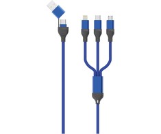 USB kabelis 2GO USB-A + USB-C - USB-C + microUSB + Žaibas 1,2 m mėlyna (797360)