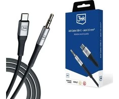 3MK AUX kabelis USB-C – 3,5 mm lizdas 1 m
