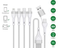 Grąžtas USB-C/USB-A laidas 4smarts 4in1 1,2 m baltas