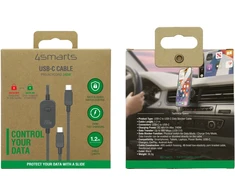 Kabelis USB 4smarts USB-C Kabelis PrivacyCord 240W 1,2m, juoda (541887)