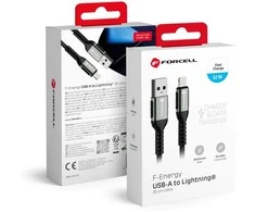 Cable USB A to Lightning Forcell F-Energy 2,4A 12W Cafule 0,25 m C257 juodas