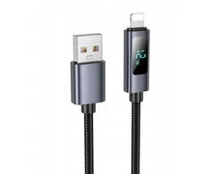 USB A laidas į „Lightning“ Hoco 2,4A su ekranu 1 m X112 juodas