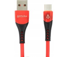 Accura USB-A - USB-C 1.0m gumowy 5V/2A raudona