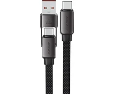 Acefast C13-04 USB-C – USB-A / USB-C kabelis 480Mb/s 3A 1.2m – Juodos spalvos