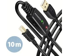 Axagon Aragon ADR-210B Aktyvioji jungtis USB 2.0 A-M > B-M laidas, 10 m ilgio. Maitinimo variantas.