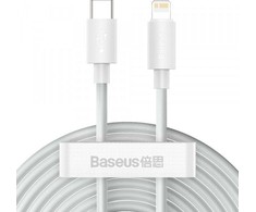 Baseus Simple Wisdom duomenų kabelio komplektas iš USB-C į Lightning PD 20W (2 Vnt), 1.5 m baltos spalvos