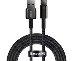 Baseus volframo auksinis kabelis USB prie USB-C, 100 W, 2 m (juodas)