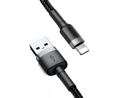 Baseus Cafule USB Lightning kabelis 2.4A 0.5m - Pilkas / Juodas