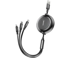 USB kabelis Baseus Golden Loop Three-in-One Micro+Lightning+Type-C 3.5A 1.2m juodas CAMLT-JH01