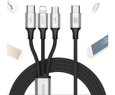 Baseus Rapid USB-C kabelis 3in1 C tipo / Lightning / Micro 3A 1.2M - juodas
