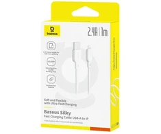 Baseus Silky serijos įkrovimo laidas USB į iPhone 2.4A 2m baltas