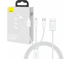 Greitas įkrovimas iš USB į M+L+C Baseus Superior Data 3.5A 1m (baltas)