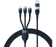 Baseus Flash Series 2 3in1 USB laidas USB-C + micro USB + Lightning 100W 1.2m – Mėlynas