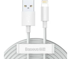 Baseus laidų rinkinys (USB - „Lightning“ 2 vnt.). greitas įkrovimas 1,5 m (Baltas)