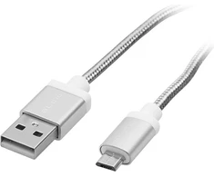 Blow USB A - micro B jungtis 1.0m, pintas, sidabrinis