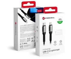 USB C - Lightning laidas Forcell F-Energy PD 3A 27W Cafule 2 m C259 juodas