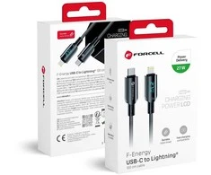 USB C - Lightning laidas Forcell F-Energy PD 3A 27W skaitmeninis 1,2 m C276 juodas