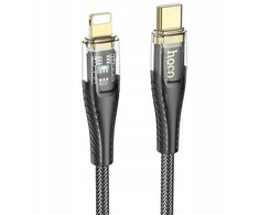 HOCO kabelis Type C į Lightning PD 27W U121 1,2 m juodas skaidrus