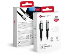 USB C į USB C laidas Forcell F-Energy QC4.0 PD 5A 100W Cafule 2 m C260 juodas