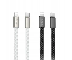 Plokščias kabelis USB C į USB C Hoco 3A 60W 1 m X125 baltas