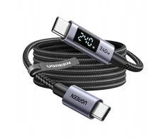 Kabelis USB-C do USB-C Ugreen L530, PD 240W, 480Mbps, su wyświetlaczem, 2m (juoda)