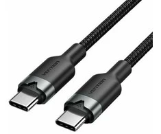 „Vention“ USB-C–C laidas, pintas, 3A, 480 Mbps, 60 W, 2 m, juodas
