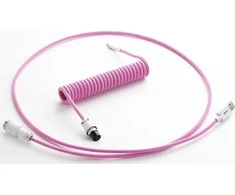 Klaviatūra CableMod PRO Coiled Cable susuktas klaviatūros laidas USB-C į USB Type A, Strawberry Kreminis – 150cm