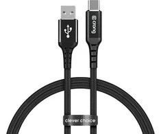„Crong Armor Link“ – iš USB-C į USB-A 60 W pinto kabelio maitinimo tiekimas greitas įkrovimas 150 cm (juodas)