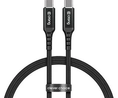 „Crong Armor Link“ – iš USB-C į USB-C 60 W pinto kabelio maitinimo tiekimas greitas įkrovimas 150 cm (juodas)