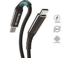 „Crong Armor Link“ – iš USB-C į USB-C 100 W 5A pintas laidas Maitinimo tiekimas Greitas įkrovimas 200 cm (juodas)