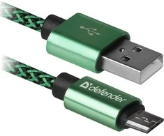 USB kabelis Defender USB-A - mikroUSB 1 m žaliasis (87804)