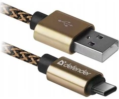 Defender USB AM-TYPE C 1,0m 2.1A Auksinis