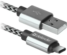 Defender USB AM-TYPE C 1,0m 2.1A Baltas