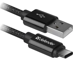 Defender USB AM-TYPE C 1,0m 2.1A Juodas