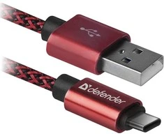 Defender USB AM-TYPE C 1,0m 2.1A Raudona