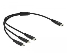 „Delock“ USB įkrovimo laidas „3 viename“ C tipo USB iki „Lightning“ / „Micro USB“ / „C tipo USB“ 30 cm