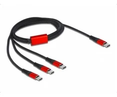 Kabelis USB Delock USB-C - 3x USB-C 1 m Juodai-raudona (86713)