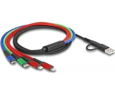 Delock USB Ladekabel 4 in 1 USB Type-A + USB-C zu 2 x Lightning / Micro USB / U