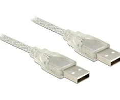 KABELIS USB-A M/M 2.0 1M PRZEZROCZYSTY FERITAS DELOCK